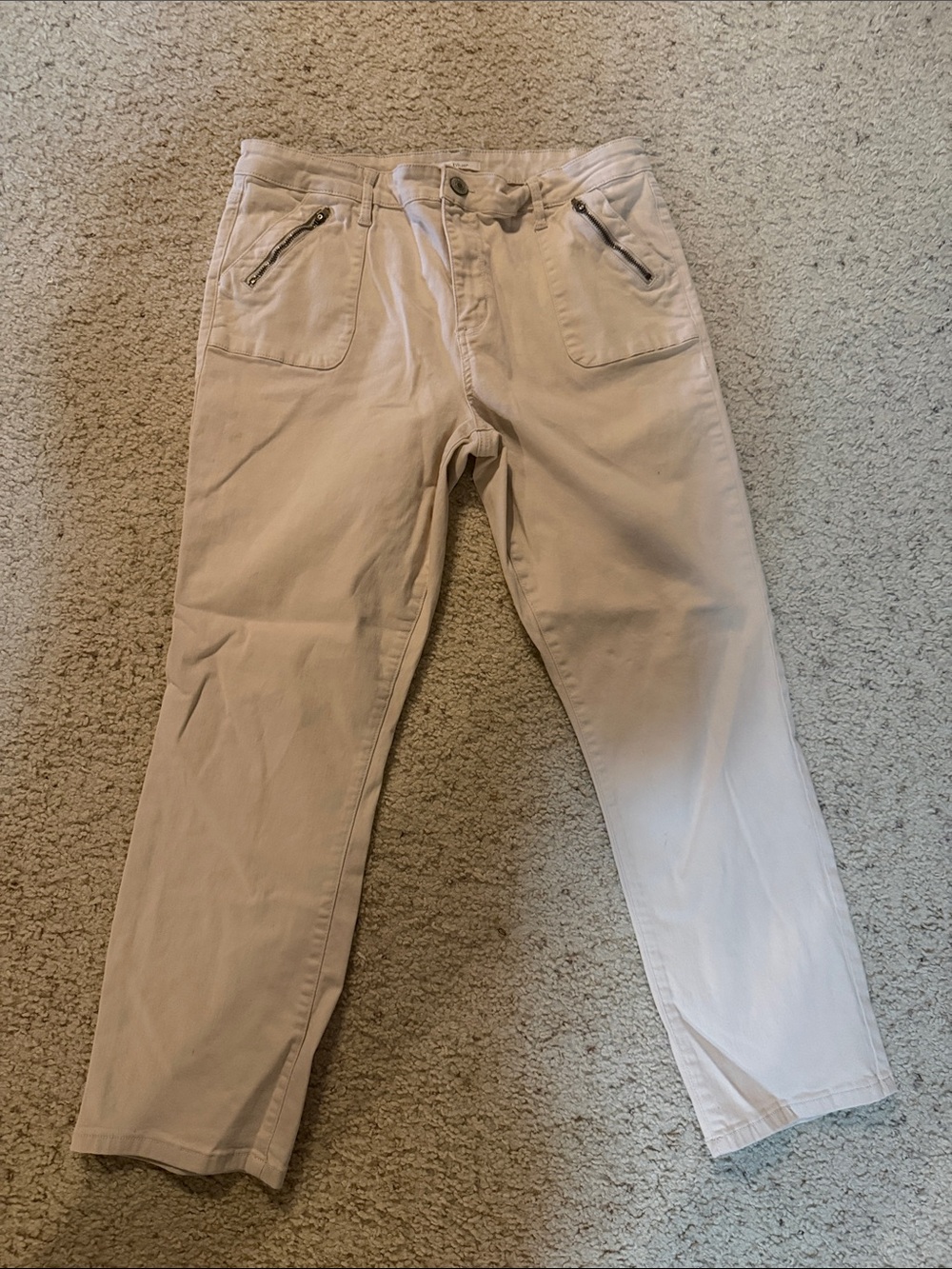 STS Blue:  Cream Straight-Leg Zip Pocket Pants